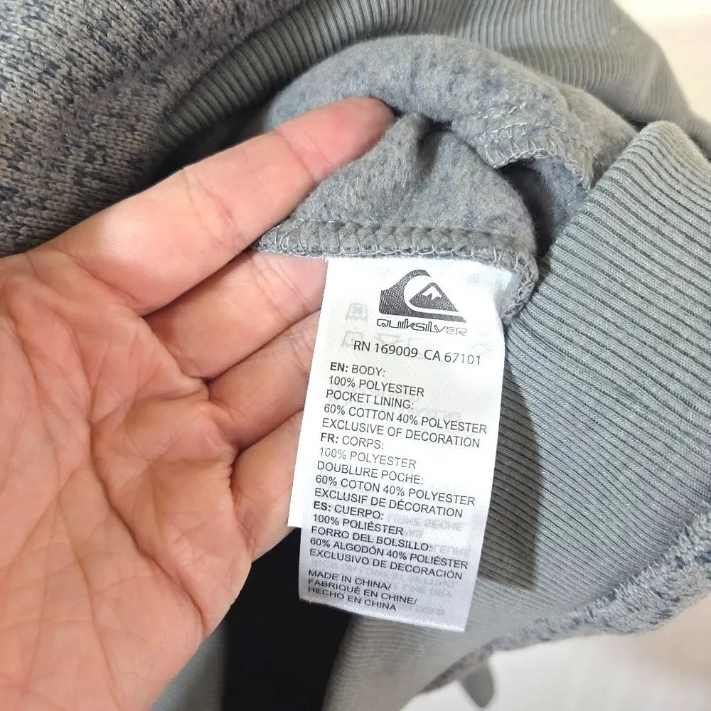 Quiksilver Mens XL Gray Heather Quarter Zip Pullover Fleece Sweater Surf Skate